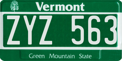 VT license plate ZYZ563