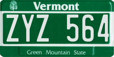VT license plate ZYZ564