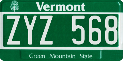 VT license plate ZYZ568