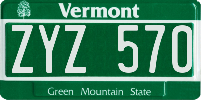 VT license plate ZYZ570