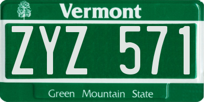 VT license plate ZYZ571