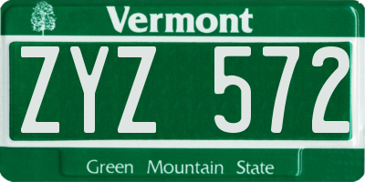 VT license plate ZYZ572