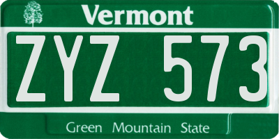 VT license plate ZYZ573