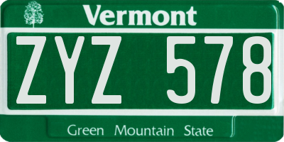 VT license plate ZYZ578