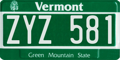 VT license plate ZYZ581