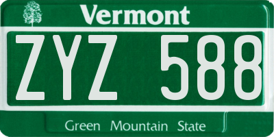 VT license plate ZYZ588
