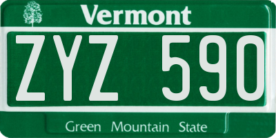 VT license plate ZYZ590