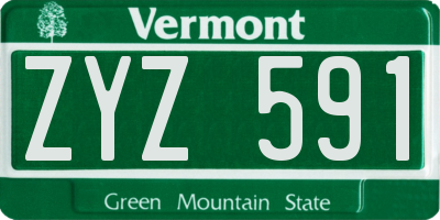 VT license plate ZYZ591