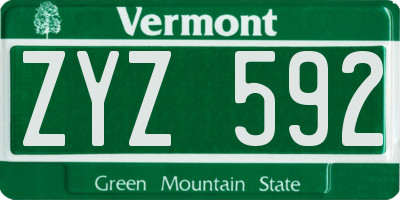 VT license plate ZYZ592