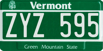 VT license plate ZYZ595