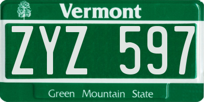 VT license plate ZYZ597