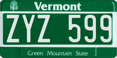 VT license plate ZYZ599
