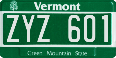 VT license plate ZYZ601