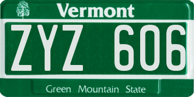 VT license plate ZYZ606