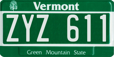 VT license plate ZYZ611
