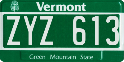 VT license plate ZYZ613