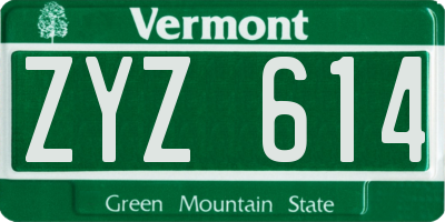 VT license plate ZYZ614