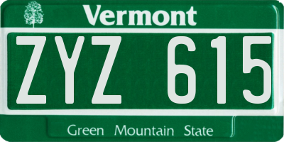 VT license plate ZYZ615
