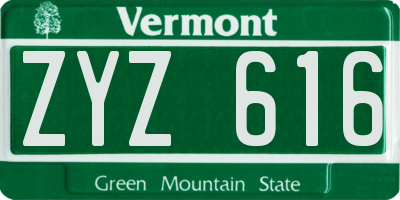 VT license plate ZYZ616