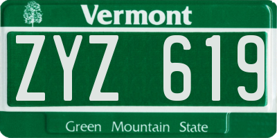 VT license plate ZYZ619