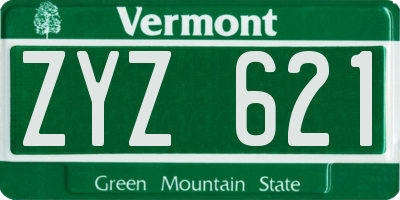 VT license plate ZYZ621