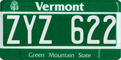 VT license plate ZYZ622