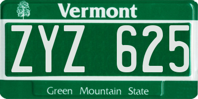 VT license plate ZYZ625
