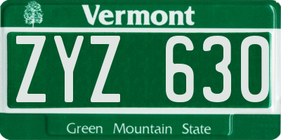 VT license plate ZYZ630