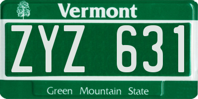 VT license plate ZYZ631