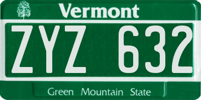 VT license plate ZYZ632