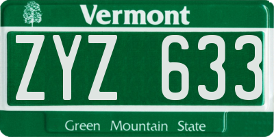 VT license plate ZYZ633