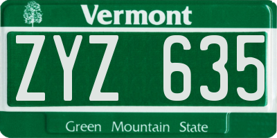 VT license plate ZYZ635