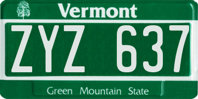 VT license plate ZYZ637
