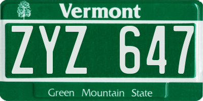 VT license plate ZYZ647