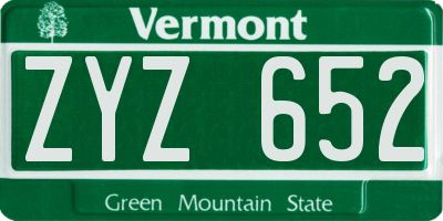 VT license plate ZYZ652