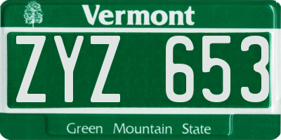VT license plate ZYZ653