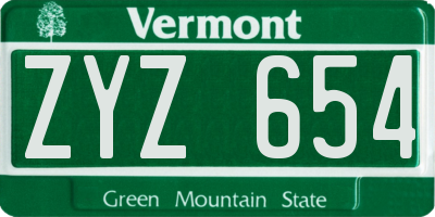 VT license plate ZYZ654