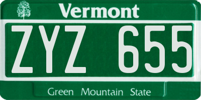 VT license plate ZYZ655