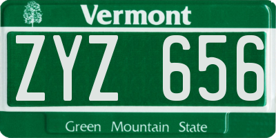 VT license plate ZYZ656