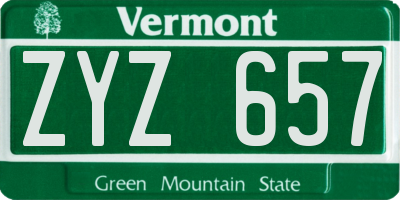 VT license plate ZYZ657