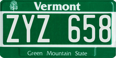 VT license plate ZYZ658