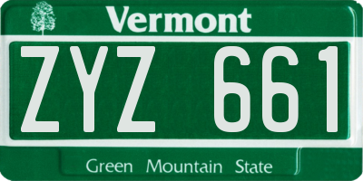 VT license plate ZYZ661