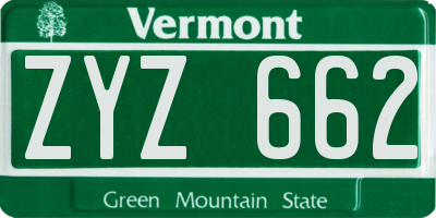 VT license plate ZYZ662