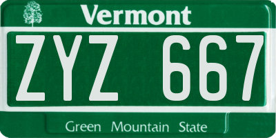 VT license plate ZYZ667