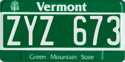 VT license plate ZYZ673