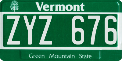 VT license plate ZYZ676