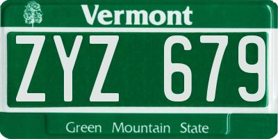 VT license plate ZYZ679
