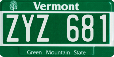 VT license plate ZYZ681