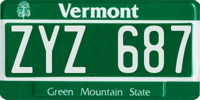 VT license plate ZYZ687