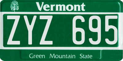 VT license plate ZYZ695